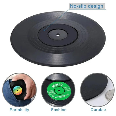 Cup Coaster Set 6 Pcs Cup Mat Vinyl Record Coasters Non-slip Coffee Coasters Heat-resistant Music Drink Coasters Table Mats Cups