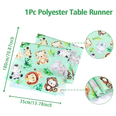 Jungle Animals Table Runner Wild One Forest Safari Birthday Party Decorations Kids Favors Table Covers Boys Baby Shower Supplies