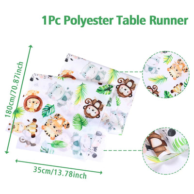 Jungle Animals Table Runner Wild One Forest Safari Birthday Party Decorations Kids Favors Table Covers Boys Baby Shower Supplies