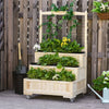 3-Tiers Raised Garden Bed with Trellis, 53" H Vertical Planter Box with Wheels & Back Storage Area, for Flowers, Vegeta