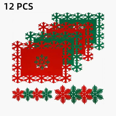 Snowflake Shaped Coaster Home Placemat Absorbent Non-slip Insulation Coaster Thickened Felt Table Mats Christmas Home Decoration