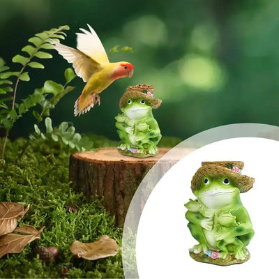 Garden Frog Decor Resin Figurine With Bird Feeder Frog Bird Feeder Collectible Figurine For Patio Yard Lawn Ornament