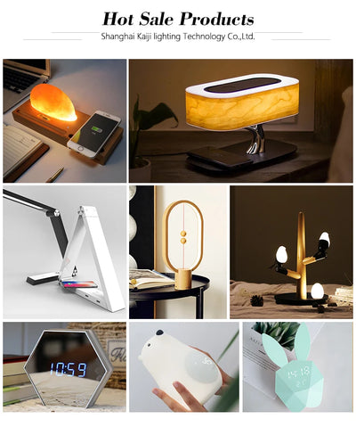 Multifunctional  Hometree Desk Lamp Wooden Bedroom Table Lamp With Speaker Wireless Charging Night Light