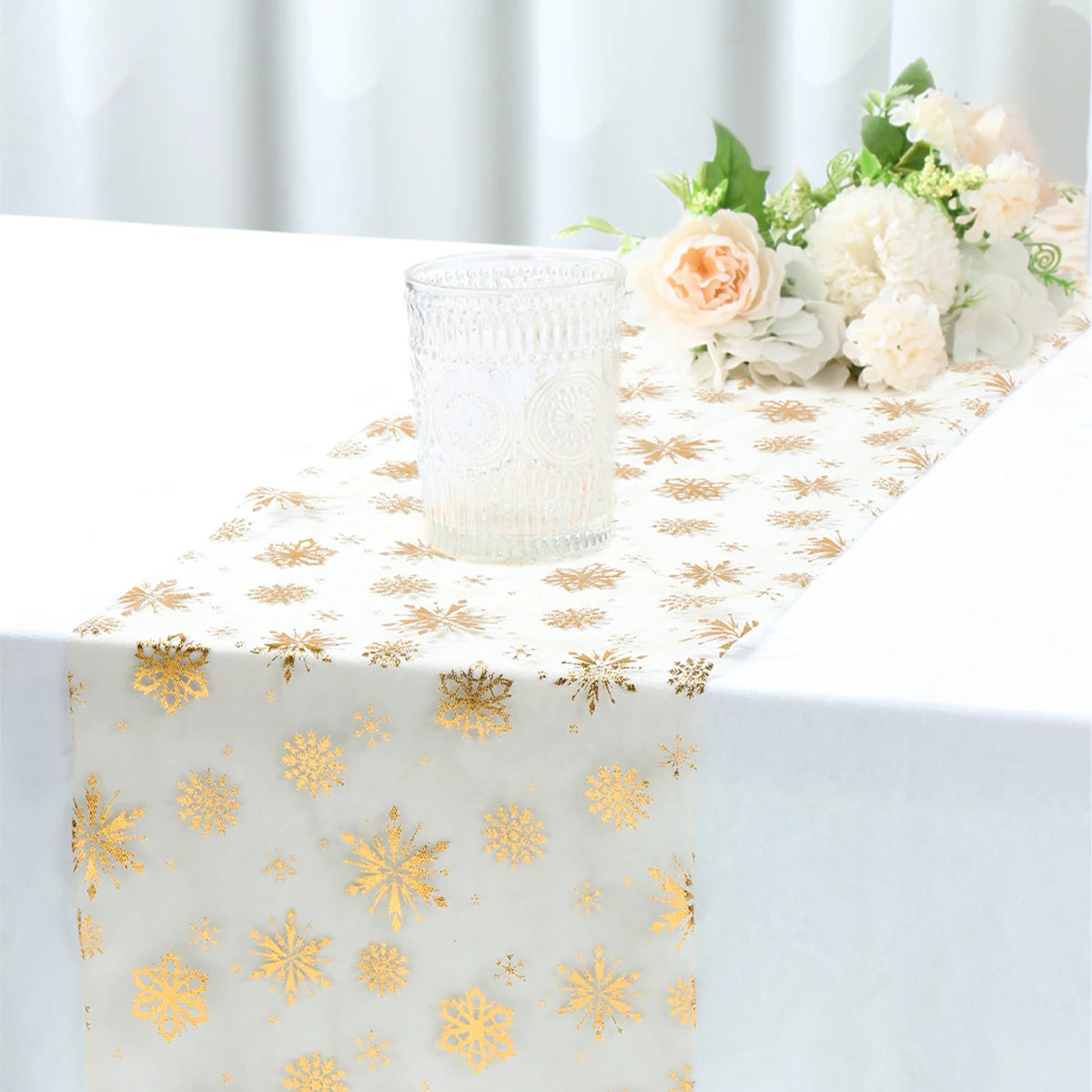 Christmas Golden Table Runner Merry Christmas Decors for Home 2024 Table Runner Xmas Ornaments Navidad Natal New Year Gift 2025