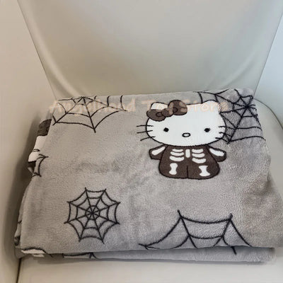 New Christmas Halloween Ghost Hello Kitty Plush Cartoon Large Flannel Blanket Cute Cotton Sofa Nap Blanket Bed Sheet Xmas Gift