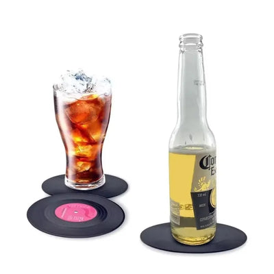 Cup Coaster Set 6 Pcs Cup Mat Vinyl Record Coasters Non-slip Coffee Coasters Heat-resistant Music Drink Coasters Table Mats Cups