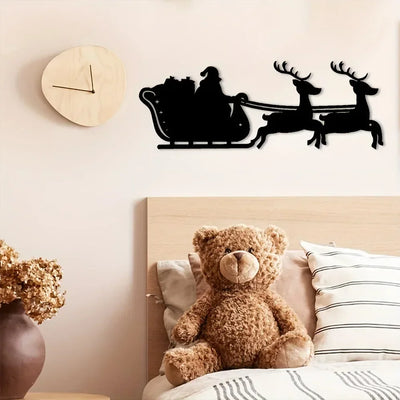 Christmas sleigh wall art above office desk