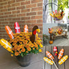 Turkey Planter Decorative Insert Ornament Wooden Flower Pot Decoration Thanksgiving Home Decor Gardening Decoration