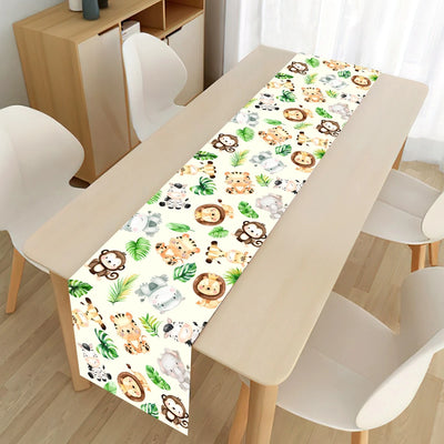 Jungle Animals Table Runner Wild One Forest Safari Birthday Party Decorations Kids Favors Table Covers Boys Baby Shower Supplies