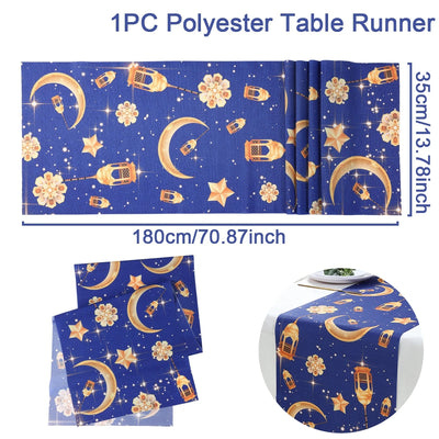 Ramadan Kareem Moon Castle Table Runner Eid Mubarak Decorations 2025 For Home Islamic Muslim Party Supplies Kitchen Table Cover