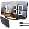 Black digital alarm clock with large LED display