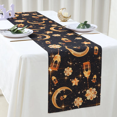 Ramadan Kareem Moon Castle Table Runner Eid Mubarak Decorations 2025 For Home Islamic Muslim Party Supplies Kitchen Table Cover