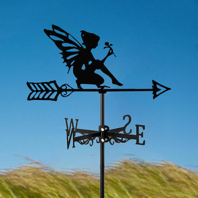 New Metal Elf Weather Vane Standing Decor Roof Weathervane Flower Fairy Garden Yard Decoration For Shed Home Fence Post