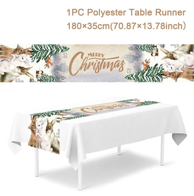 Christmas Table Runner Merry Christmas Decorations For Home 2024 Cristmas Ornament Merry Xmas Navidad Noel Gifts New Year 2025