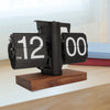 Vintage flip page clock on wooden base