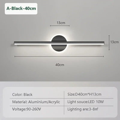 Gold LED wall lamp dimensions and specs