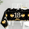 Gold Black Birthday Table Cloth 18 Years Old Birthday Decoration Happy Birthday Party Supplies Gold Glitter Tablecloth Decor