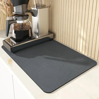 Kitchen Absorbent Draining Mat Dish Drying Mat Non-slip Placemat Hide Stain Rubber Backed Dish Drainer Mat