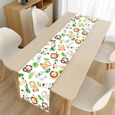 Jungle Animals Table Runner Wild One Forest Safari Birthday Party Decorations Kids Favors Table Covers Boys Baby Shower Supplies