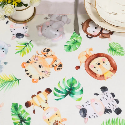 Jungle Animals Table Runner Wild One Forest Safari Birthday Party Decorations Kids Favors Table Covers Boys Baby Shower Supplies