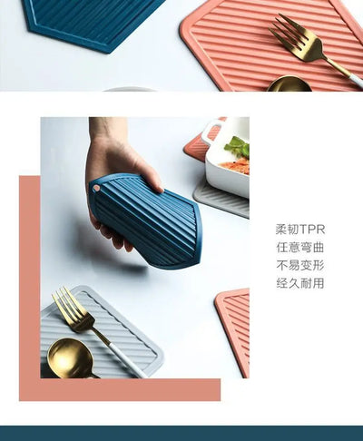 Tea Mat Waterproof Heat Insulation Non-Slip Placemat Soft Home Fashion Washable Bowl-coaster Irregular Design Simple Decoration