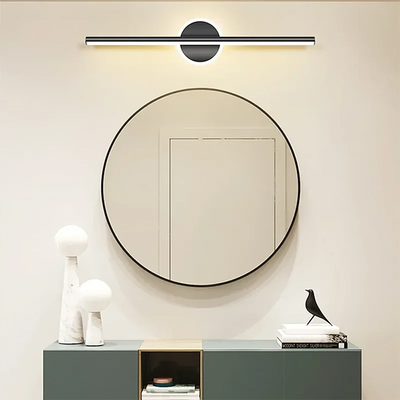 Nordic LED lamp above round mirror on wall