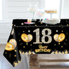 Gold Black Birthday Table Cloth 18 Years Old Birthday Decoration Happy Birthday Party Supplies Gold Glitter Tablecloth Decor