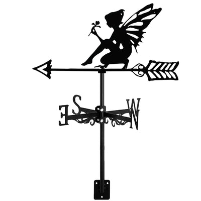 New Metal Elf Weather Vane Standing Decor Roof Weathervane Flower Fairy Garden Yard Decoration For Shed Home Fence Post