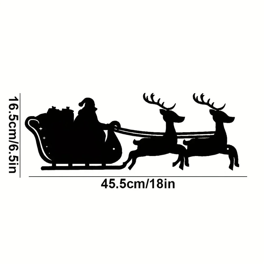 Christmas sleigh metal wall art in modern living room