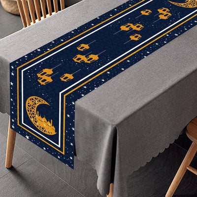 Ramadan Kareem Moon Castle Table Runner Eid Mubarak Decorations 2025 For Home Islamic Muslim Party Supplies Kitchen Table Cover