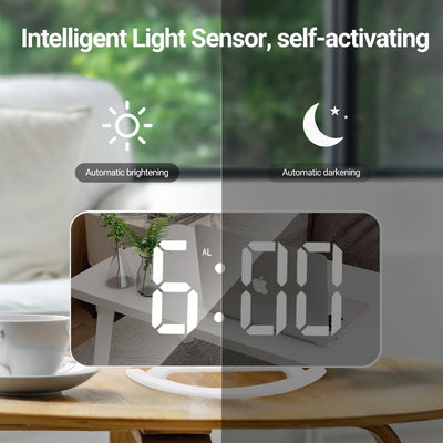 Alarm clock with intelligent light sensor for day and night