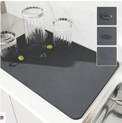 Kitchen Absorbent Draining Mat Dish Drying Mat Non-slip Placemat Hide Stain Rubber Backed Dish Drainer Mat