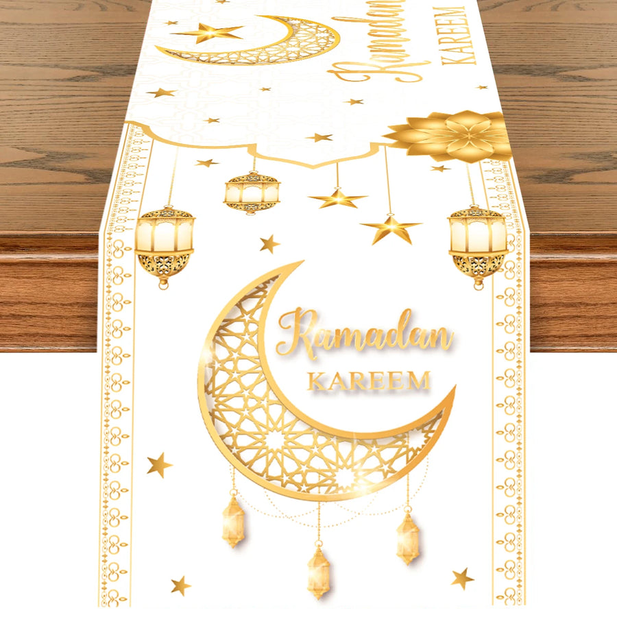 Ramadan Table Runner Eid Mubarak Decor for Home 2025 Ramadan Kareem Islamic Muslim Party Eid Al-Fitr Gifts Ramadan Decoration