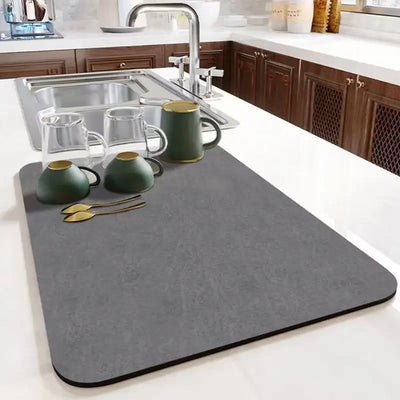 Kitchen Absorbent Draining Mat Dish Drying Mat Non-slip Placemat Hide Stain Rubber Backed Dish Drainer Mat